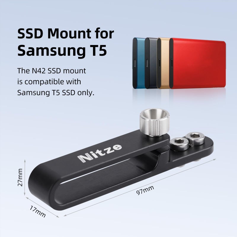 Nitze SSD Mount Bracket for Samsung T5, T5 SSD Holder with Two 1/4" Screws - N42 - Image 2